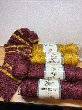 Yarn Bee Soft Secret Yarn Bundle in Burgundy & Gold